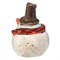 položky Keramická figurka sněhuláka, bílá, 6,9 cm – zimní vánoční dekorace – 6 ks