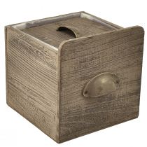 položky Dřevěná sada šuplíků s madlem, hnědá stíraná - rustikální úložný prostor, sada různých velikostí, 4 kusy