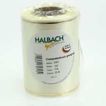 položky Krémová stuha na věnec se zlatým okrajem, supersaténová, šířka 125 mm, délka 25 m - voděodolná, ideální pro tisk na počítači a šetrná k životnímu prostředí