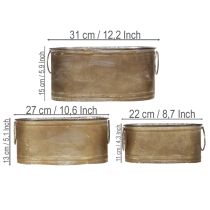 položky Sada kovových květináčů a van, vintage retro styl, D22,5 cm/27 cm/31 cm