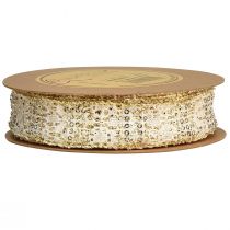 položky Krajková stuha bílá se zlatými akcenty ozdobná stuha krajka 25mm 15m