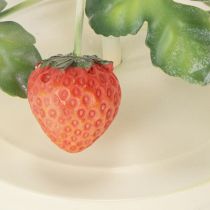 položky Kovový svícen s jahodovou dekorací, krémový, kulatý, V26cm
