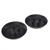 položky Kovový svícen ve tvaru dortu – Černý, Ø 24 cm – Elegantní stolní dekorace pro 4 svíčky – 2 kusy