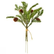 položky Umělá jedlová větvička s přírodními šiškami, jutová vánoční dekorace, 28 cm, sada 4 kusů