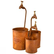 položky Květináč patina dekorativní kov s kohoutkem V25/37/43cm sada 3 ks