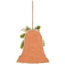 položky Rustikální vánoční nástěnná dekorace s zvonky, jutové jedlové větve, šišky