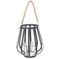 položky Kovová lucerna se sklem, antracitová, Ø23cm, V27cm