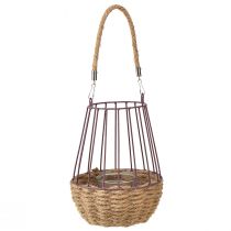 položky Lucerna s rukojetí a sklem fialová přírodní Ø18cm V22cm