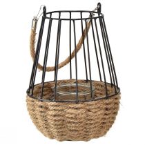 položky Lucerna s rukojetí a sklem černá přírodní Ø18cm V22cm