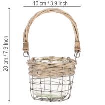 položky Svíčka na čajové svíčky, sklo, kov, vrba, Ø10,5 cm, 3 kusy