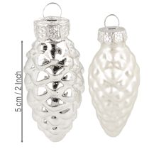 položky Směs skleněných kornoutů stříbrná 5cm 14 ks