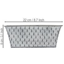 položky Zinková miska s diamantovým vzorem 22cm×12cm
