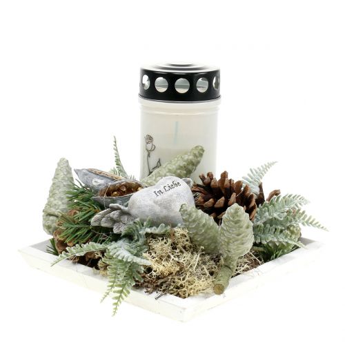 Floristik24 Dřevěný tác bílý 20cmx20cm