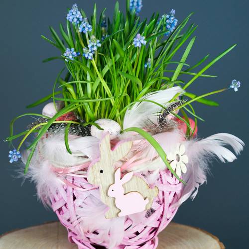 Floristik24 Košík na třísky kulatý bílý Ø15cm