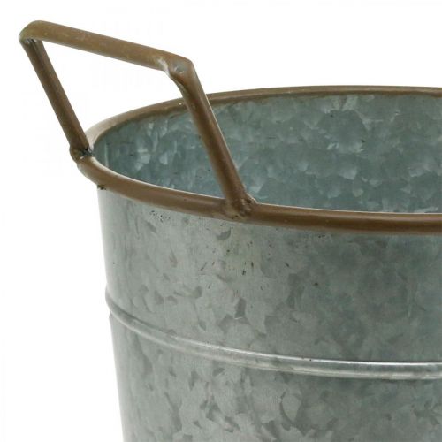 položky Květináč s držadly, kovová nádoba na sázení, květináč stříbrný, hnědý Ø24cm H32,5cm