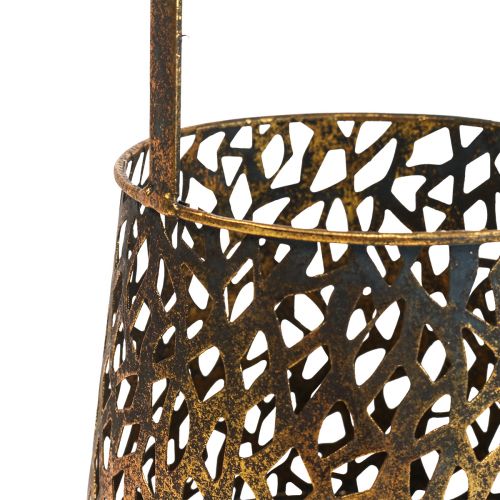 položky Deco lucerna stolní dekorace svícen na čajovou svíčku zlatý starožitný 14,5cm