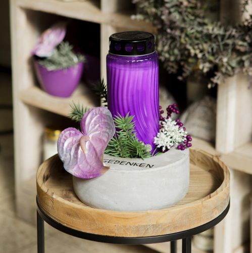 Floristik24 Náhrobní motiv víčka svíčky květina černá fialová Ø9cm V27cm