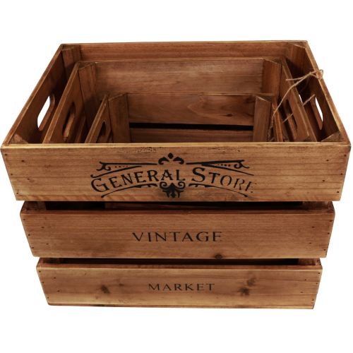 položky Vintage dřevěná dekorativní flambovaná krabička 38cm/32cm/26cm sada 3 ks