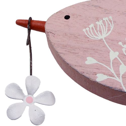 položky Dekorativní ptačí jarní dekorace závěsná dekorace dřevo růžová 15×8,5cm