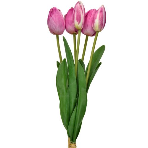 Floristik24 Růžové tulipány Dekorace Real Touch Umělé květiny jaro 49cm 5 ks