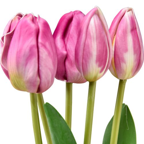 Floristik24 Růžové tulipány Dekorace Real Touch Umělé květiny jaro 49cm 5 ks