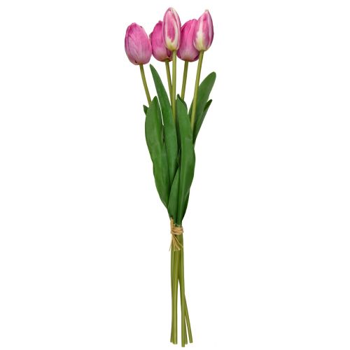 Floristik24 Růžové tulipány Dekorace Real Touch Umělé květiny jaro 49cm 5 ks