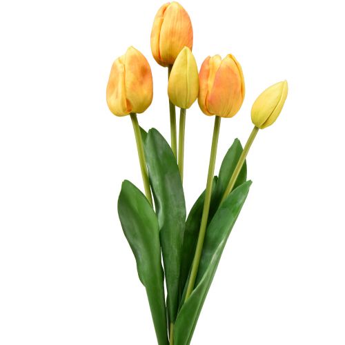 Oranžově žluté tulipány Dekorace Real Touch Umělé květiny 49cm 5 ks