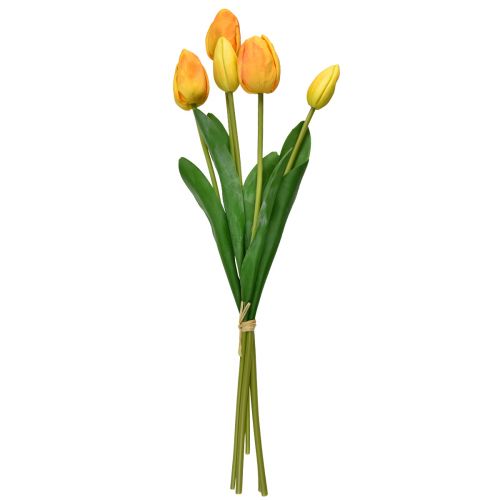 položky Oranžově žluté tulipány Dekorace Real Touch Umělé květiny 49cm 5 ks