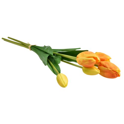 položky Oranžově žluté tulipány Dekorace Real Touch Umělé květiny 49cm 5 ks