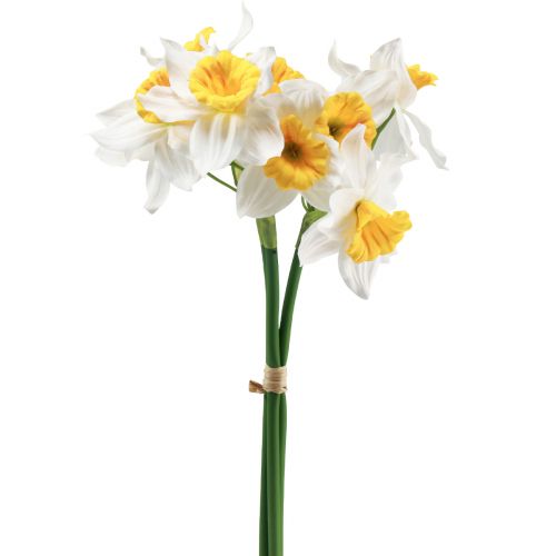 Umělé narcisy Bílé hedvábné květy Narcisy 40cm 3ks