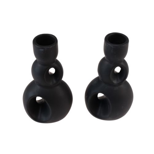 položky Svícen Keramický svícen Černý H13cm 2 ks