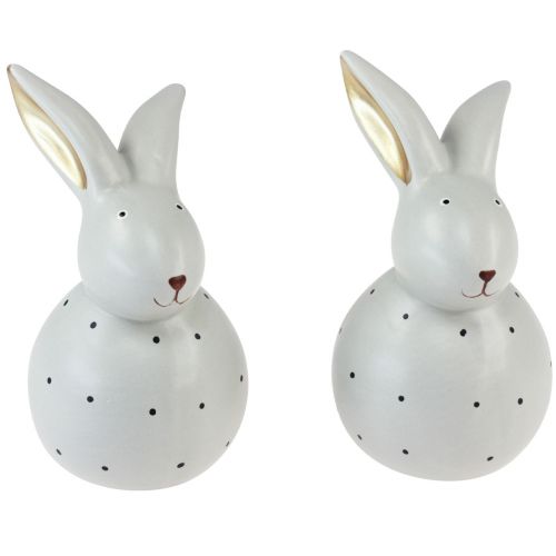 položky Velikonoční zajíček dekorativní figurky králíci s tečkovaným vzorem 17cm 2ks