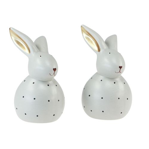položky Velikonoční zajíček dekorativní figurky králíci s tečkovaným vzorem 13cm 2ks