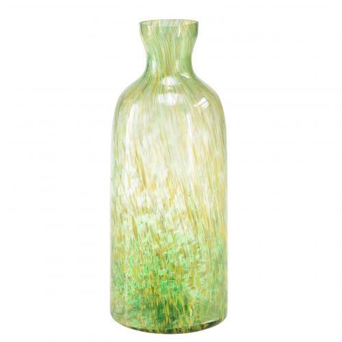 Dekorativní váza skleněná váza na květiny žlutozelený vzor Ø10cm V25cm