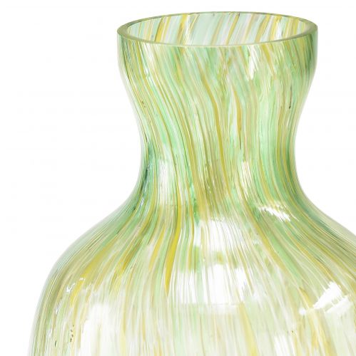 položky Dekorativní váza skleněná váza na květiny žlutozelený vzor Ø10cm V25cm