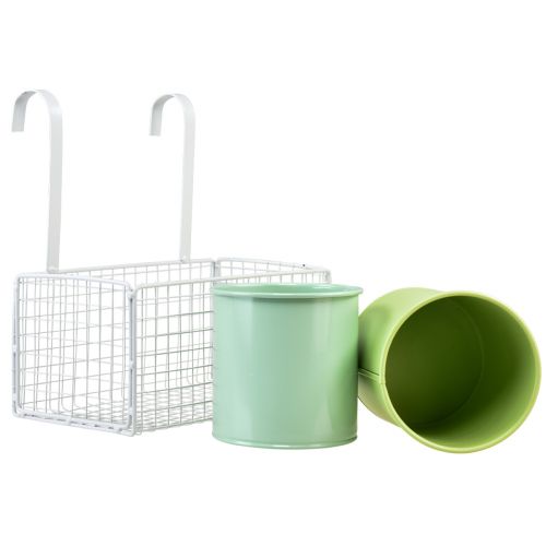 položky Květináč závěsný kovový zelený balkonová dekorace L22cm H23,5cm