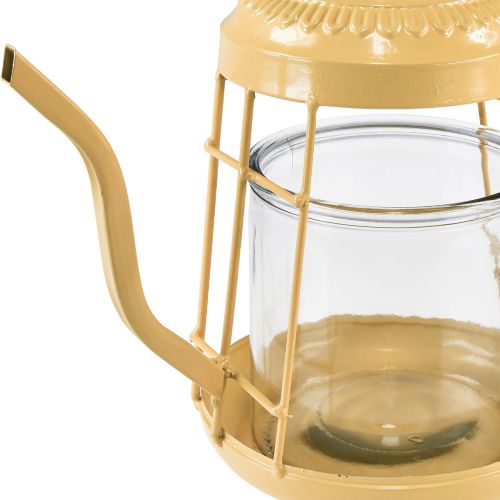 položky Stojan na čajovou svíčku skleněná lucerna konvice na čaj oranžová Ø15cm V26cm