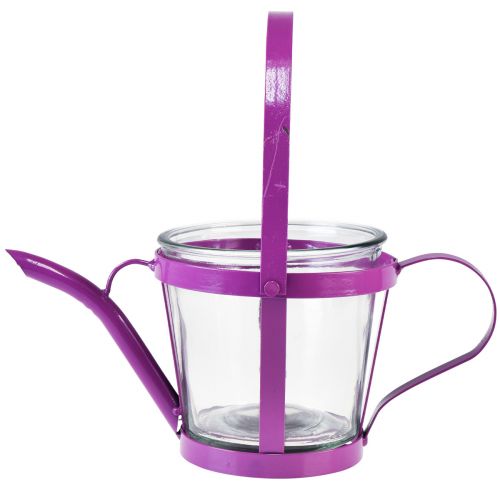 položky Lucerna skleněná dekorativní konev kovová růžová Ø14cm H13cm