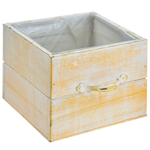 položky Zásuvka na rostliny s rukojetí oranžově bílé dřevo 12/15 cm sada 2 ks
