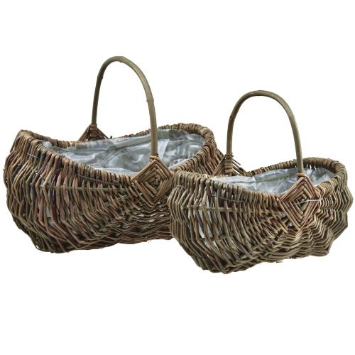 Košík na rostliny s oválným uchem 35×25/25×18cm sada 2 ks