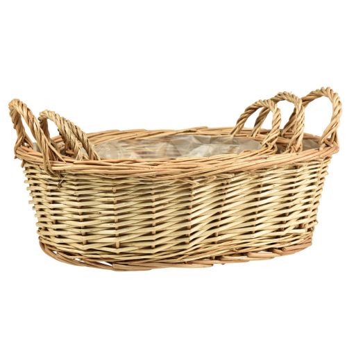 položky Košík na rostliny pletený košík oválný vrba 42/34/28 cm sada 3 ks
