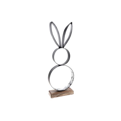 Velikonoční dekorace zajíčka kovová černá stříbrná Velikonoční figurka 11×31cm