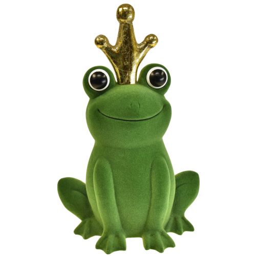 Ozdobná žába, žabí princ, jarní dekorace, žába se zlatou korunkou zelená 40,5cm