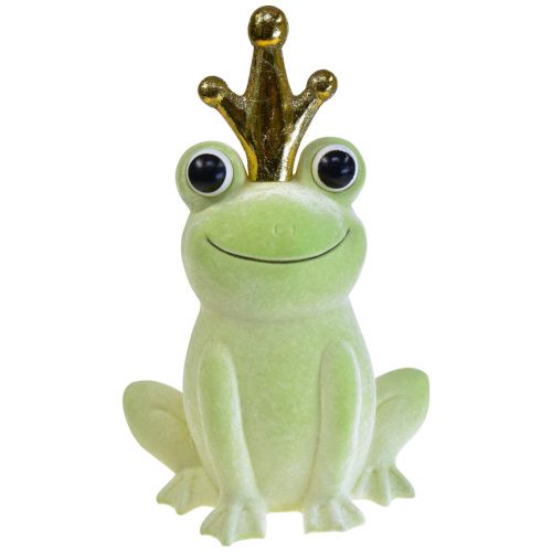 Ozdobná žába, žabí princ, jarní dekorace, žába se zlatou korunkou světle zelená 40,5cm