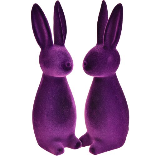 Velikonoční zajíčci seskupení ozdobné figurky Velikonoční fialová 8x10x29cm 2ks