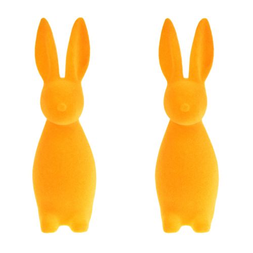 položky Velikonoční zajíčci oranžoví flockovaní – 2. volba – velikonoční dekorace zajíčci 8x10x29cm 2 kusy