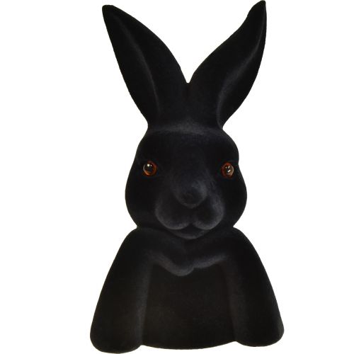 Floristik24 Thinking Rabbit Bust Black Flocked – 2. kvalita – Velikonoce 16,5×13×27cm