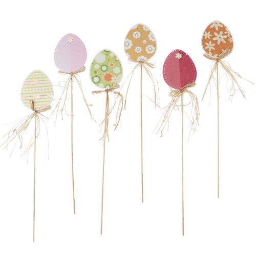 Velikonoční ozdoba na vajíčka, květinová zátka Velikonoční dřevo, velikonoční zátka 31,5cm 12ks
