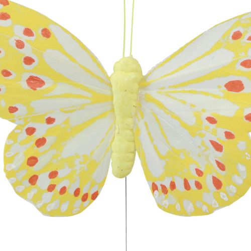 položky Dekorativní motýlci na drátěných peříčkách oranžově žlutá 7×11cm 12ks