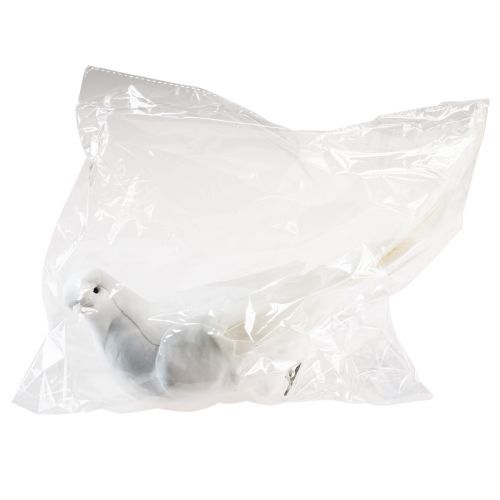 Floristik24 Svatební dekorace holubice bílé svatební holubice s klipem 31,5cm